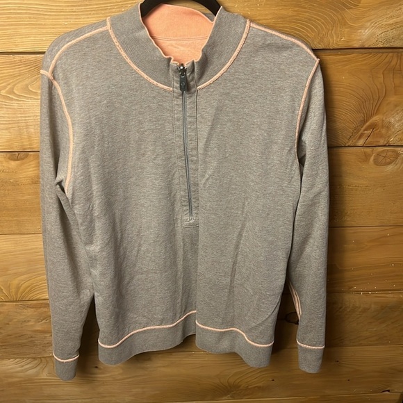 Tommy Bahama 1/4 Zip Pullover Sweater REVERSIBLE Flipside Mens Lg lightweight - Picture 9 of 10
